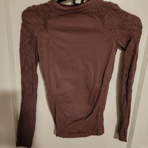 Chic Lace Long Sleeve Top in Dusty Rose